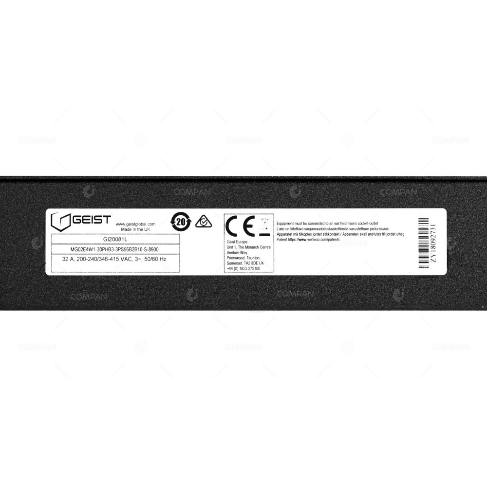 GI20081L GEIST GI20081L 18X C13 12X C19 32A 3 PHASE PDU MG02E4W1-30PHB3-3PS56B2B10-S-8900